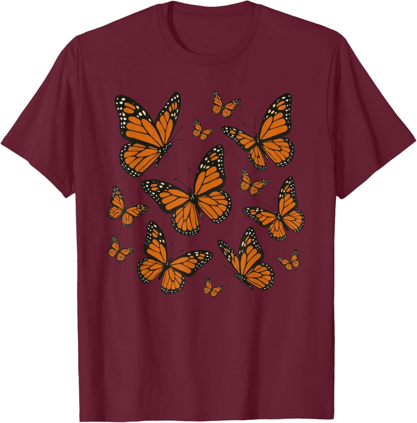 Monarch Butterflies Beautiful Butterfly T-Shirt - T-Shirt | Maroon