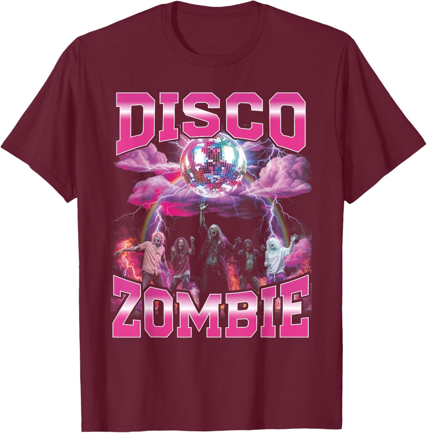 Disco Zombie Bootleg Funny 70s Party Bootleg Halloween T-Shirt - T-Shirt | Maroon
