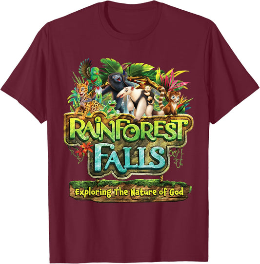Rainforest Falls Exploring The Nature of God VBS 2026 T-Shirt - T-Shirt | Maroon