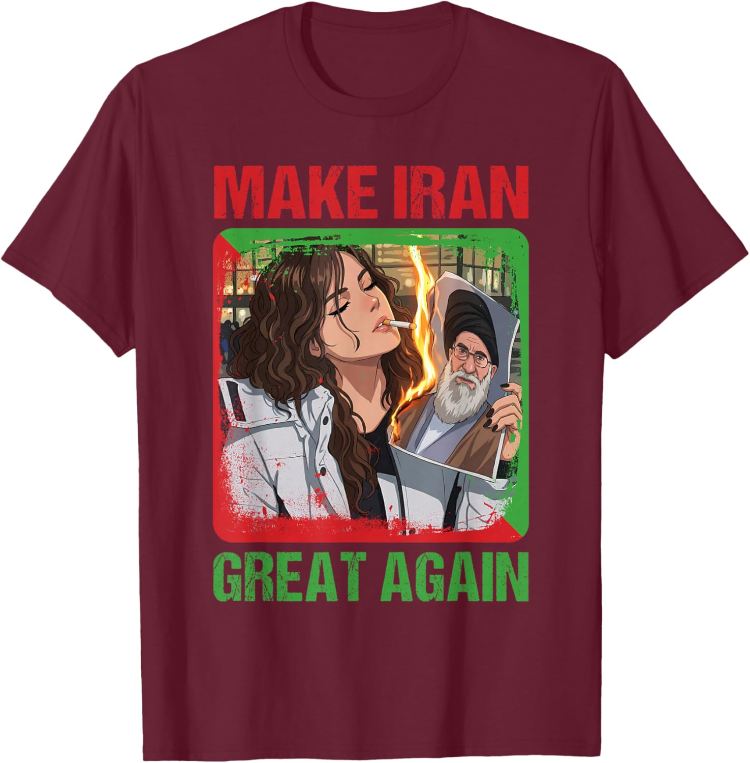 Cigarette of Rebellion Smoke of Resistance Iran Revolution T-Shirt - T-Shirt | Maroon