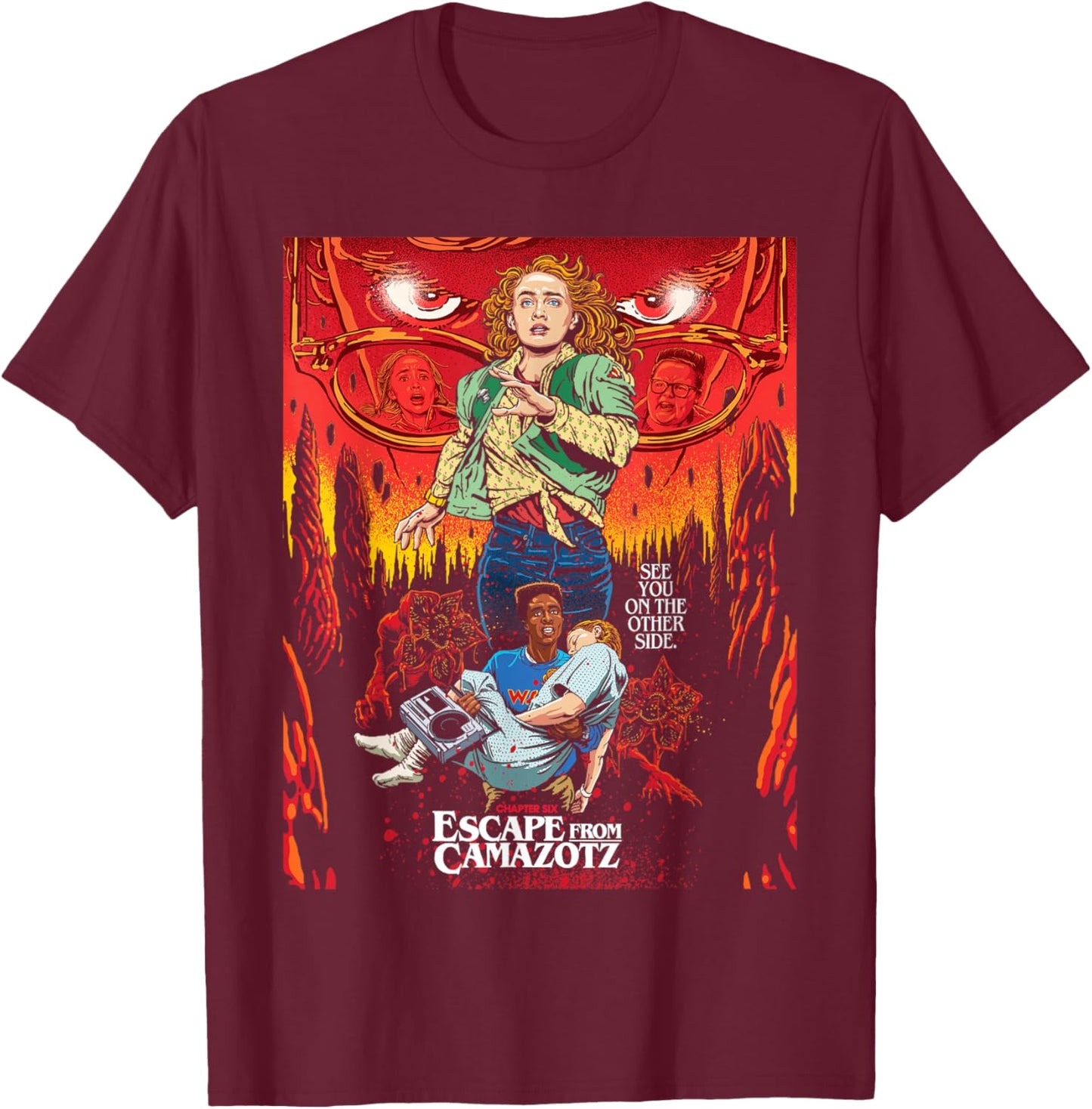 Stranger Things Season 5 x Butcher Billy Escape Camazotz T-Shirt - T-Shirt | Maroon