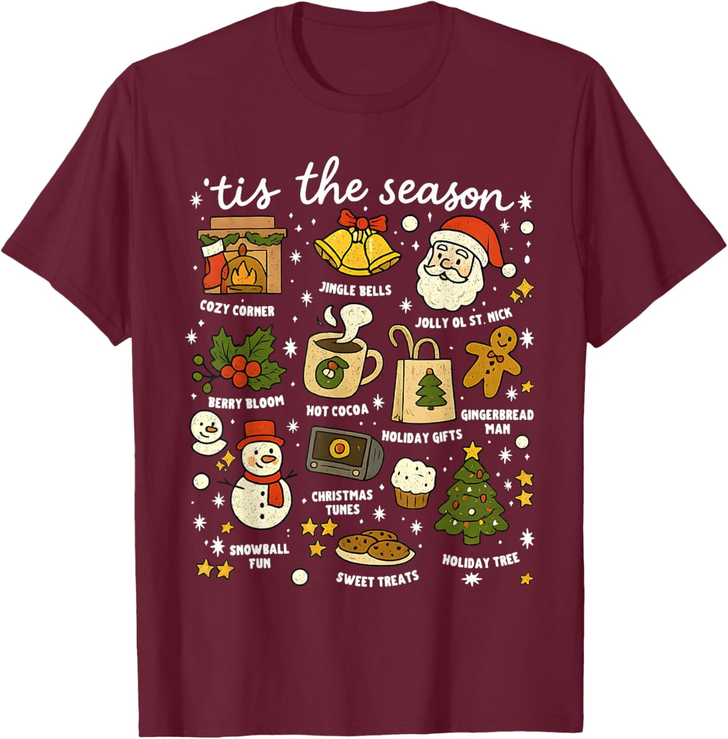 Christmas Tis The Season Vintage Funny Xmas Holiday Women T-Shirt - T-Shirt | Maroon
