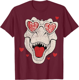 Kids I Steal Hearts Trex Dino Boy Valentines Toddler Kids T-Shirt - T-Shirt | Maroon