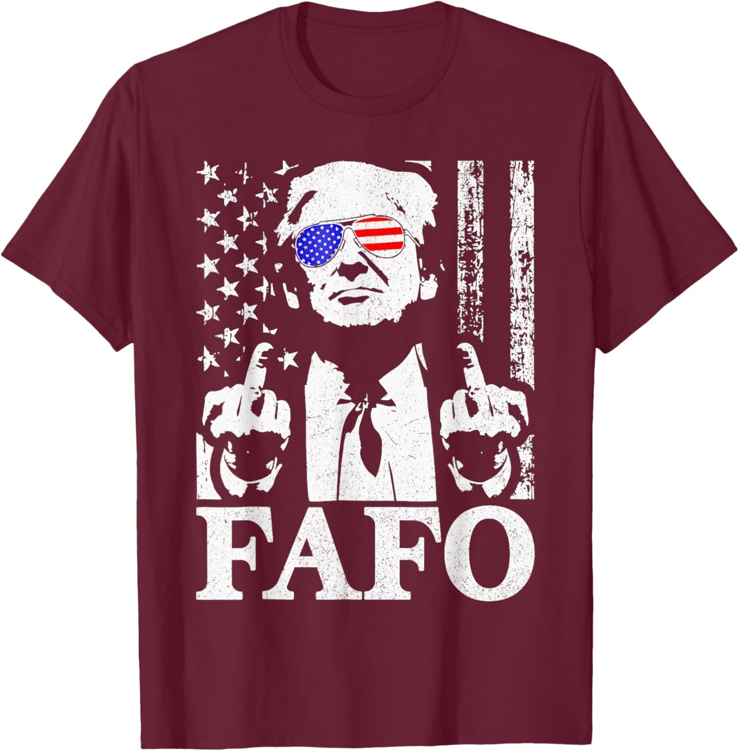 Funny Fafo Trump Fafo American USA T-Shirt - T-Shirt | Maroon