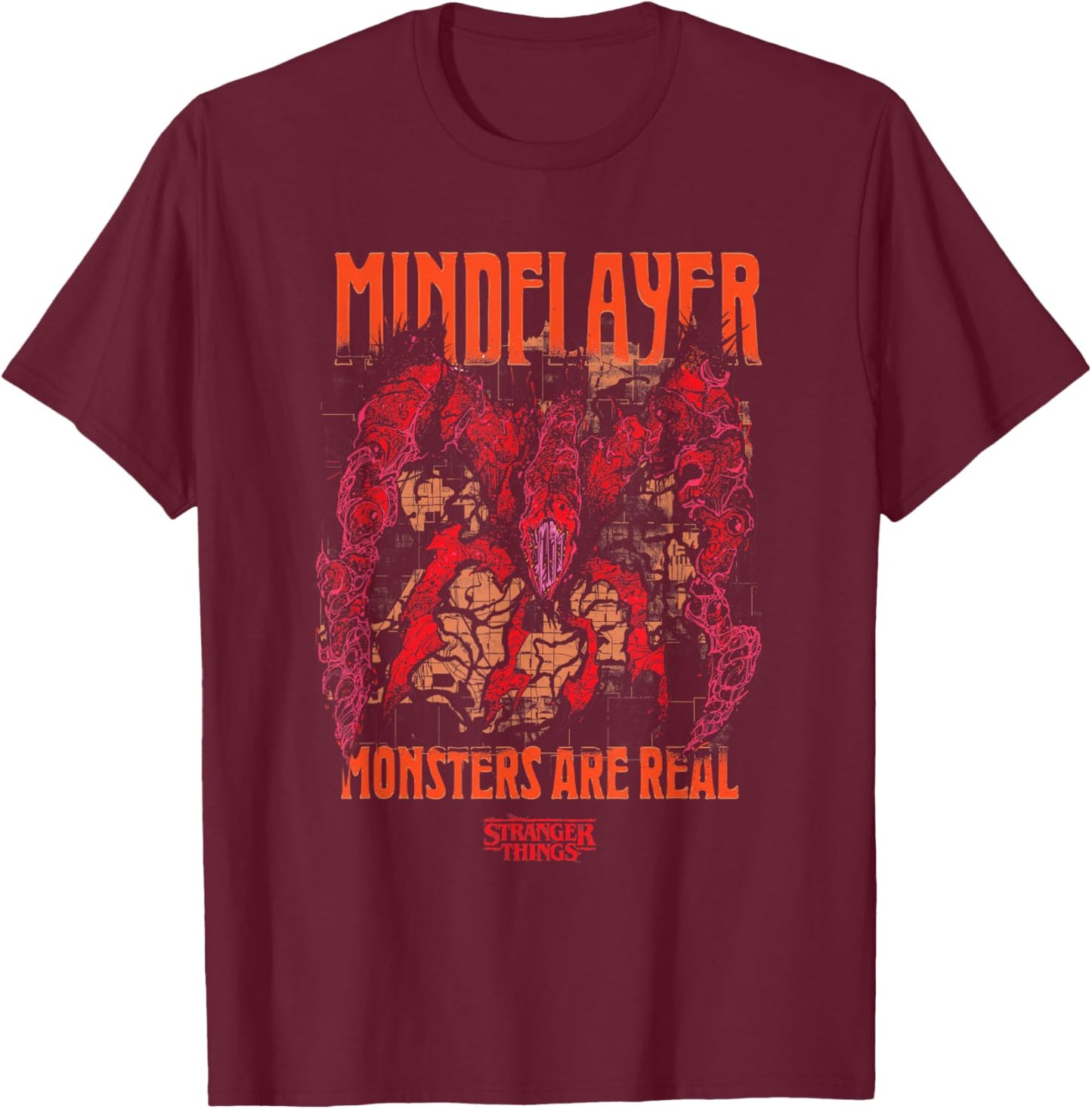Stranger Things Mind Flayer Monsters are Real Horror T-Shirt - T-Shirt | Maroon