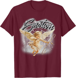 Emotion Cupid Angel Y2K Graphic Aesthetic Streetwear T-Shirt - T-Shirt | Maroon