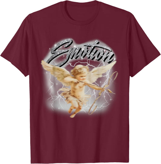 Emotion Cupid Angel Y2K Graphic Aesthetic Streetwear T-Shirt - T-Shirt | Maroon