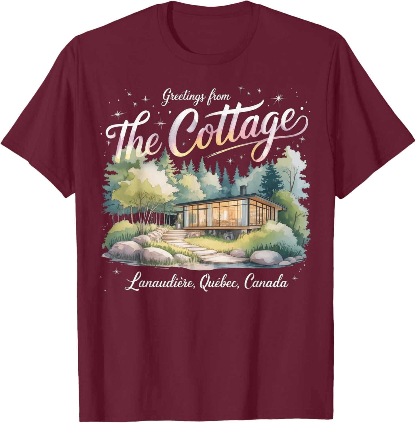 Greetings from The Cottage T-Shirt - T-Shirt | Maroon