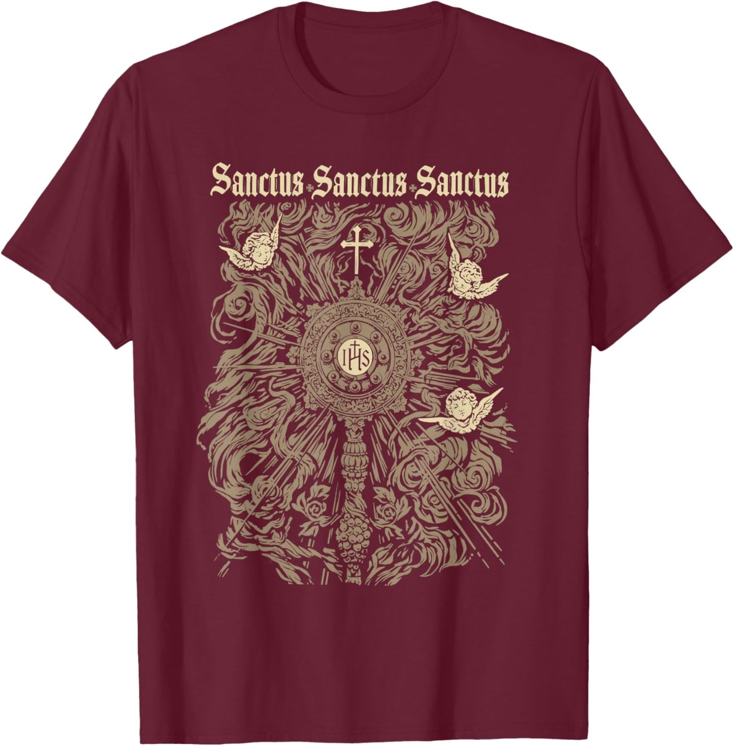 Sanctus Sanctus Sanctus Graphic Faith Apparel T-Shirt - T-Shirt | Maroon