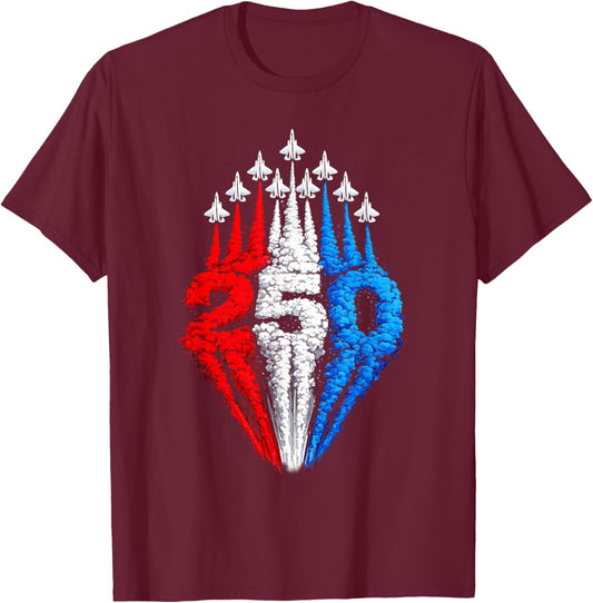 250 Years American 1776 2026 250th USA Patriotic 4th of July T-Shirt - T-Shirt | Maroon