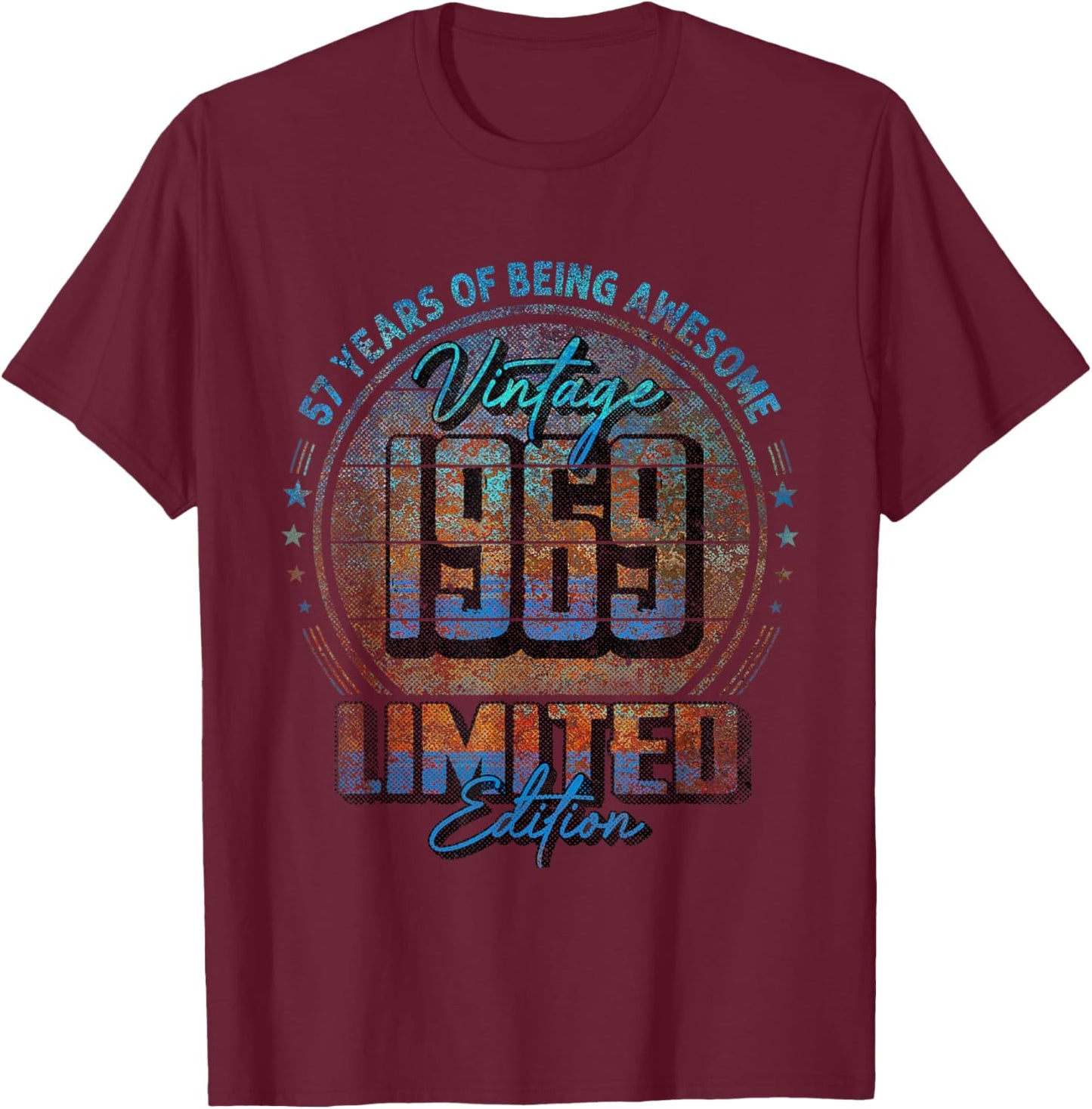 Vintage 1969 Limited Edition Shirt 57 Year Old 57th Birthday T-Shirt - T-Shirt | Maroon