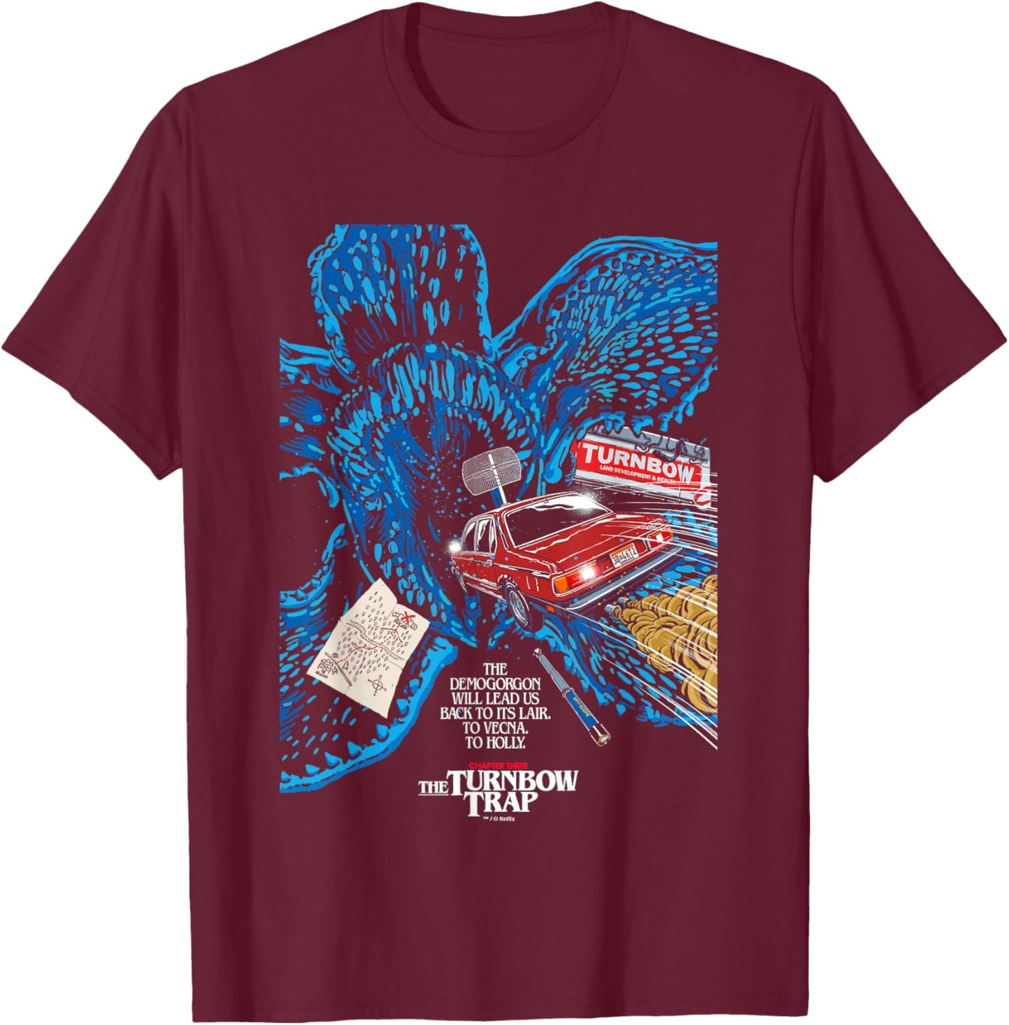 Stranger Things Season 5 X Butcher Billy The Turnbow Trap T-Shirt - T-Shirt | Maroon