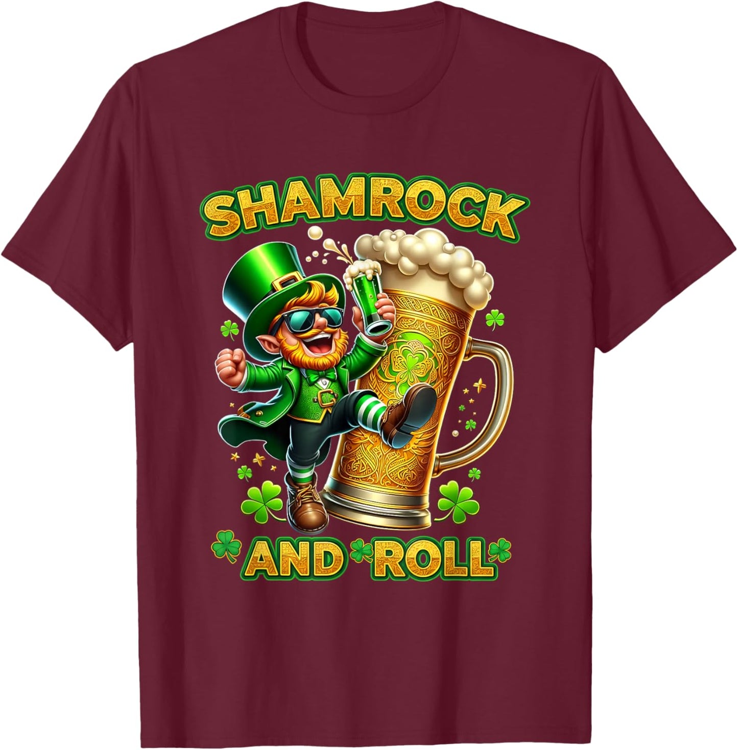 Patrick Shamrock Drinking Humor St. Patrick's Day Beer T-Shirt - T-Shirt | Maroon