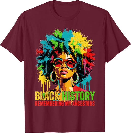 Black History Month Shirt Women Afro Black Women African T-Shirt - T-Shirt | Maroon