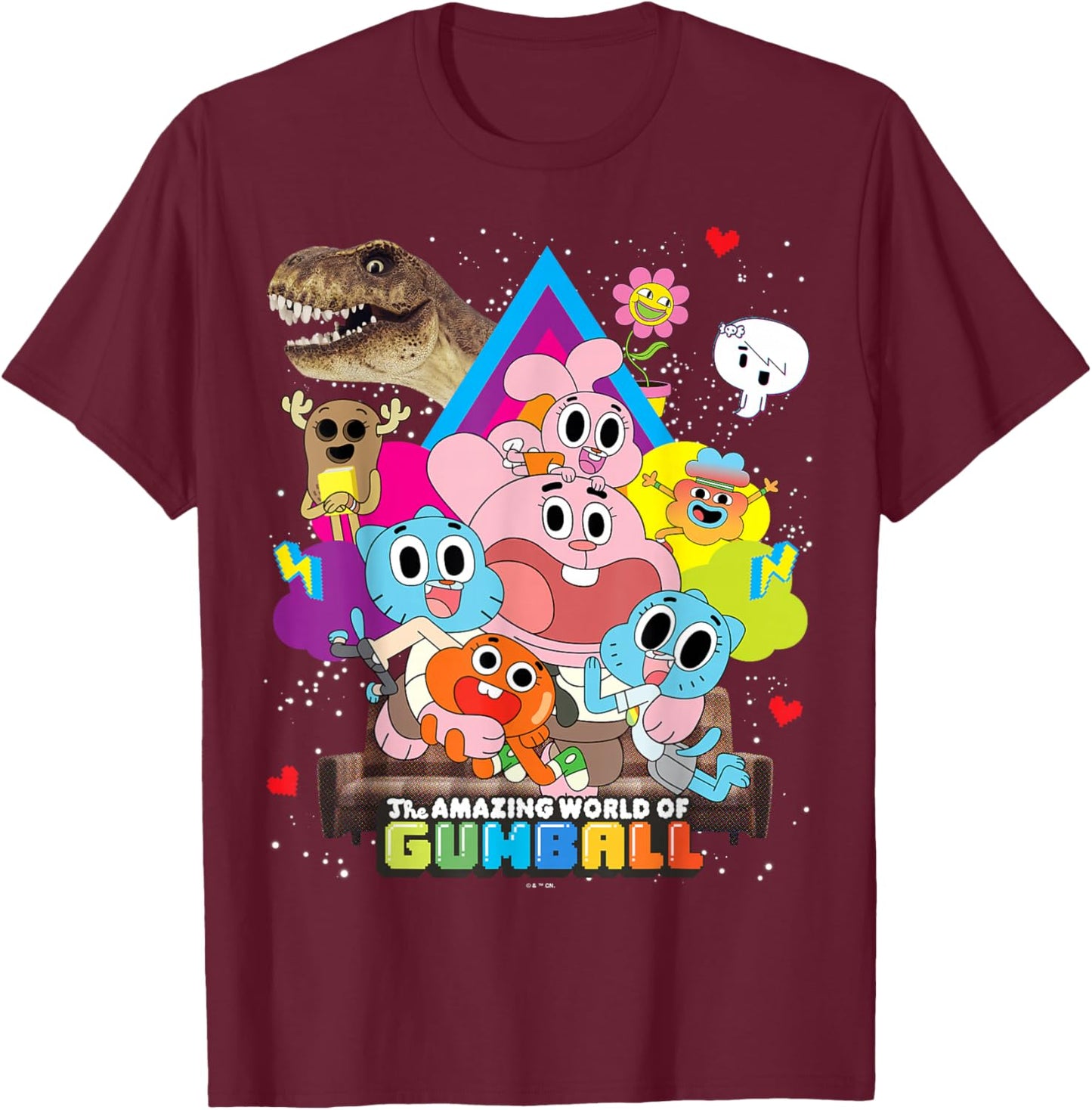The Amazing World of Gumball The Watterson & Friends T-Shirt - T-Shirt | Maroon