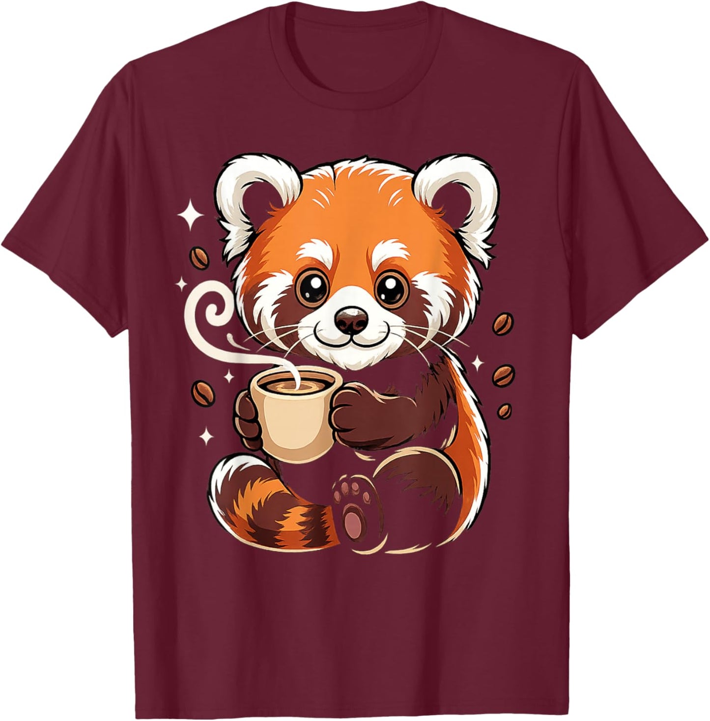 Cute red Panda Coffee Design for Animal Lovers and red Panda T-Shirt - T-Shirt | Maroon