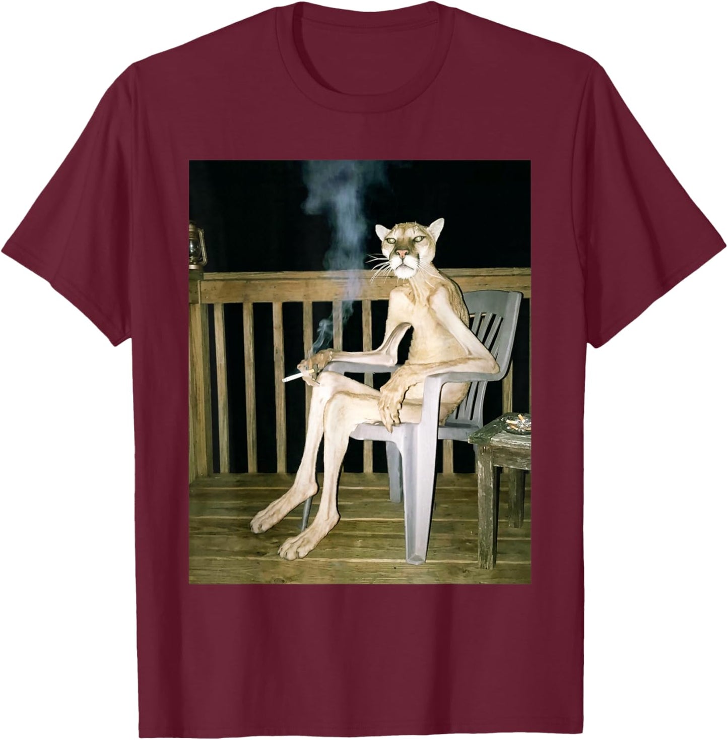 Funny Smoking Panther Cigarette Cougar Meme T-Shirt - T-Shirt | Maroon