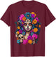 De Los Muertos La Catrina Day of The Dead Sugar Skull Women T-Shirt - T-Shirt | Maroon