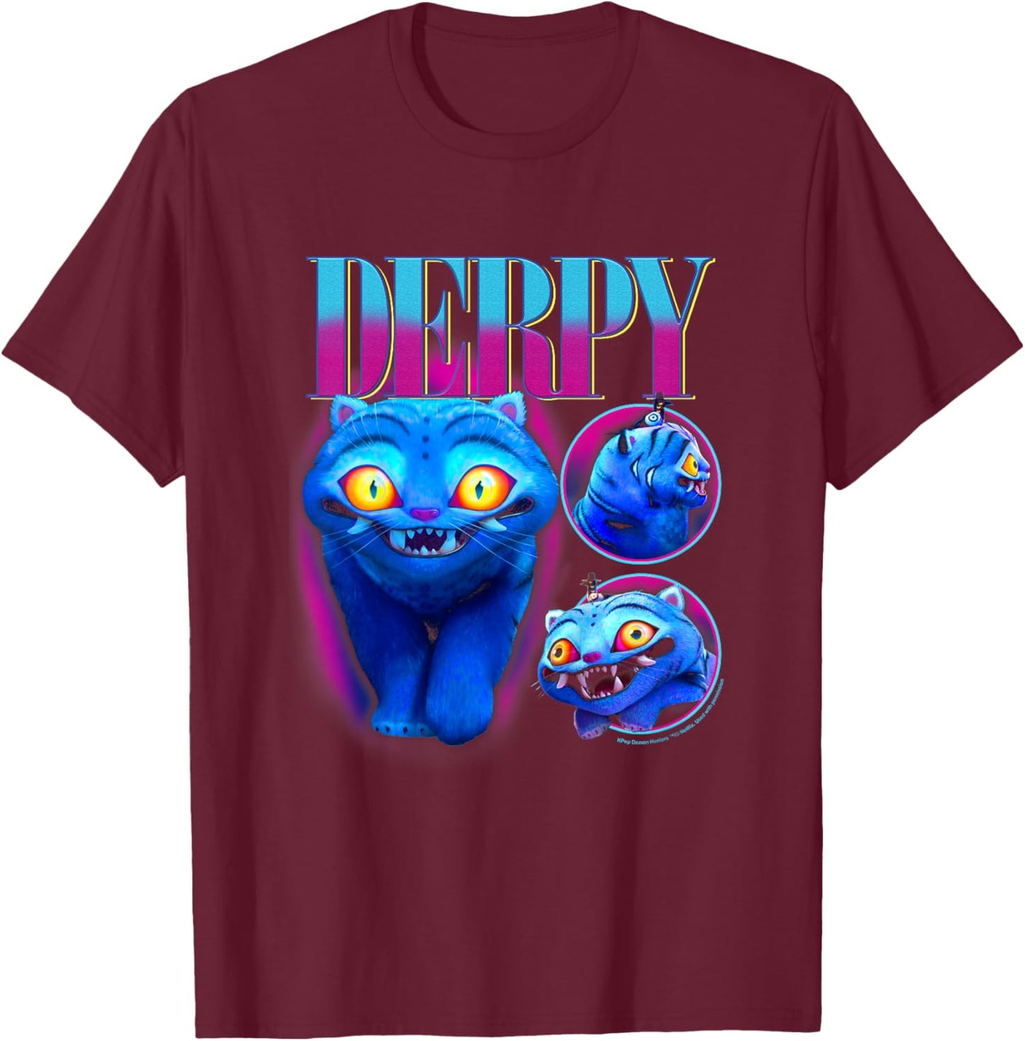 Kpop Demon Hunters Derpy Showcase Y2K Style Poster T-Shirt - T-Shirt | Maroon