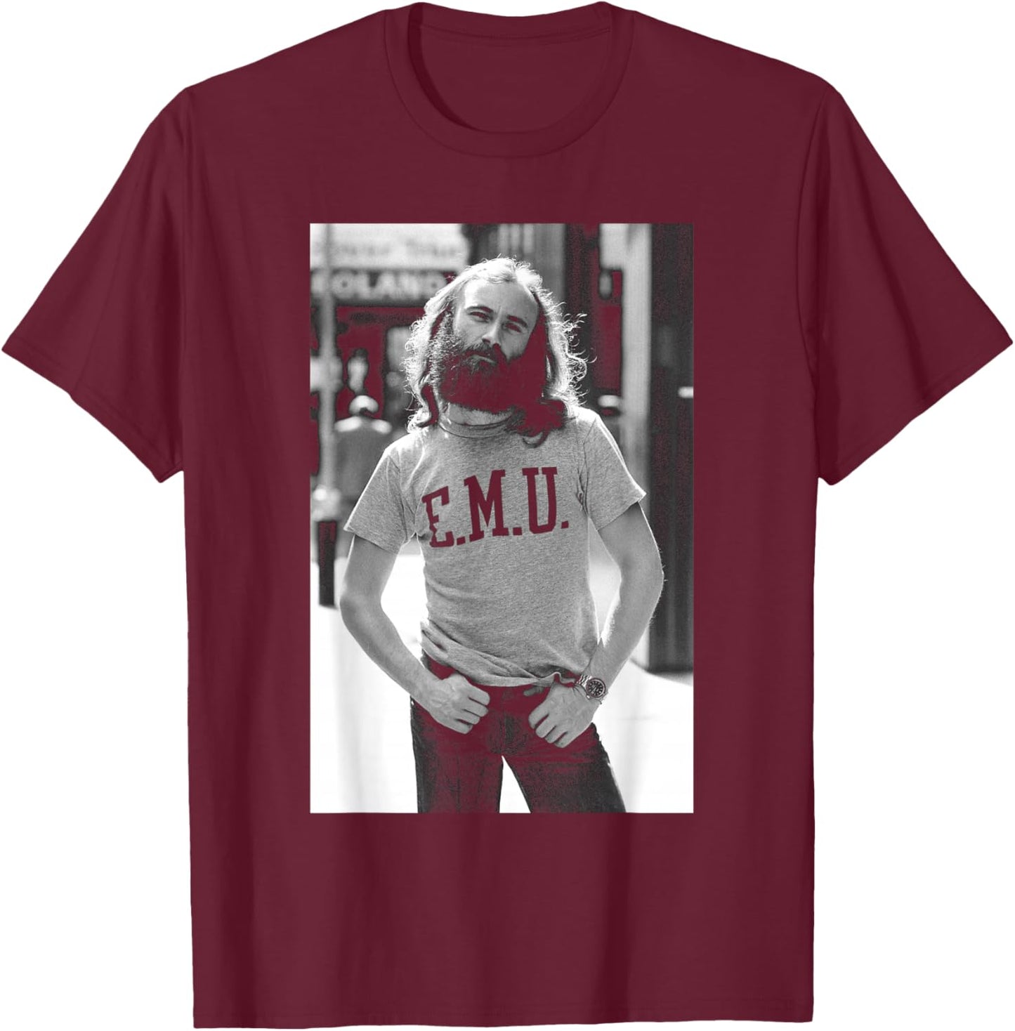 Phil Collins Genesis Lead Singer & Drummer 1977 T-Shirt - T-Shirt | Maroon