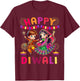 Happy Diwali Festival Lights Matching Indian Family Couples T-Shirt - T-Shirt | Maroon