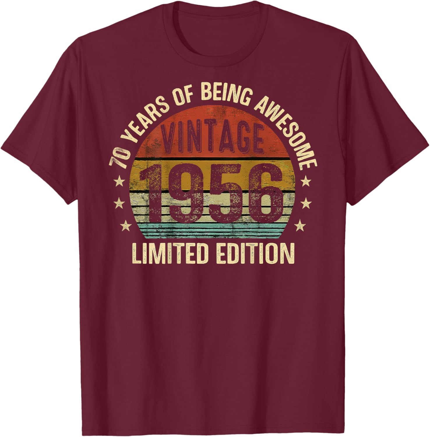(ON Back) Vintage Awesome Since 1956 Retro 70th Birthday T-Shirt - T-Shirt | Maroon