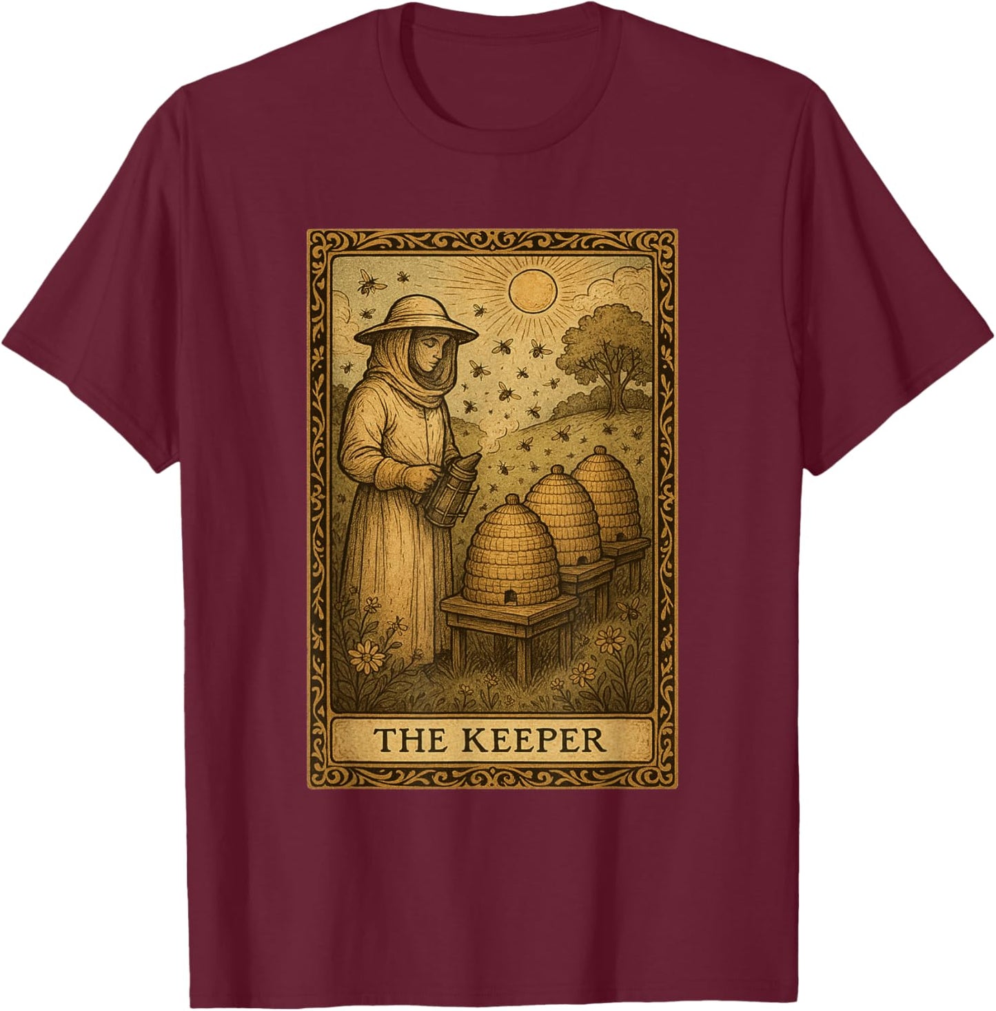 Beekeeper Design Men Tarot Card Beekeeping T-Shirt - T-Shirt | Maroon