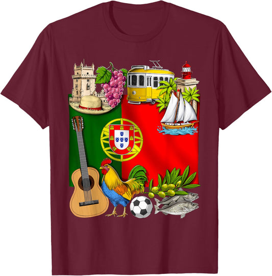 Portugal Flag Portuguese Pride Portuguese Heritage T-Shirt - T-Shirt | Maroon