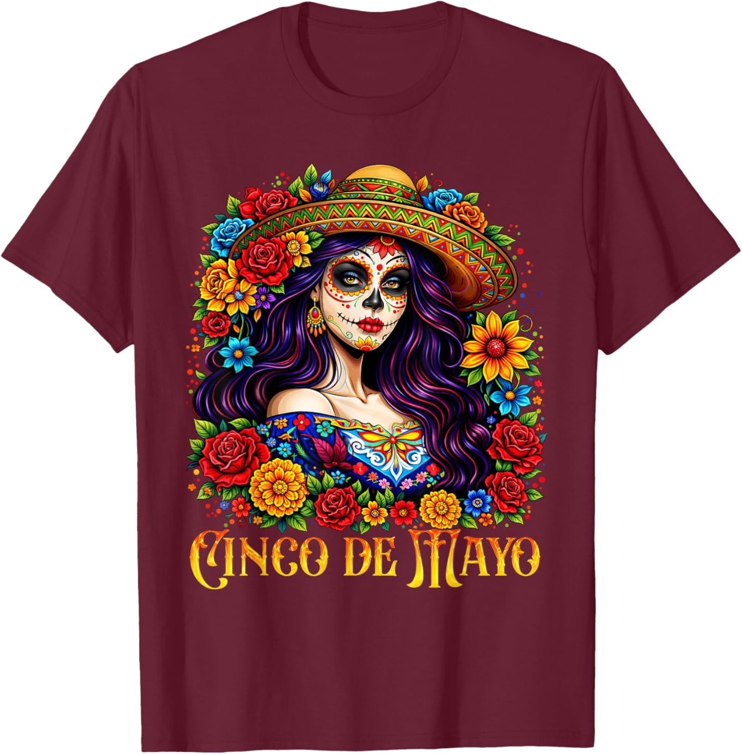 Happy Cinco De Mayo 2026 Mexican Fiesta 5 De Mayo Girl Women T-Shirt - T-Shirt | Maroon