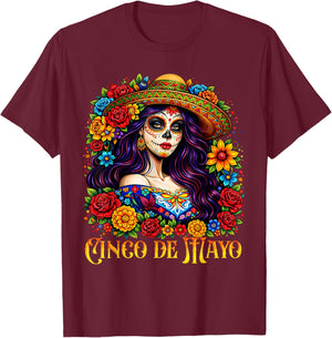 Happy Cinco De Mayo 2026 Mexican Fiesta 5 De Mayo Girl Women T-Shirt - T-Shirt | Maroon