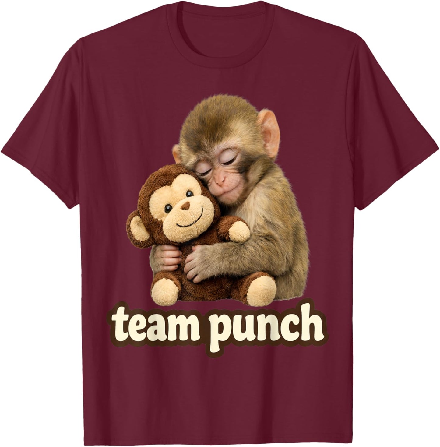 Cute Monkey Punch - Team Punch Kids and Animal Lovers T-Shirt - T-Shirt | Maroon