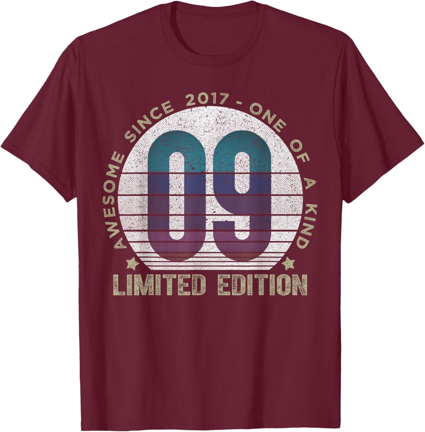9 Year Old Gifts Vintage 2017 Limited Edition 9th Birthday T-Shirt - T-Shirt | Maroon