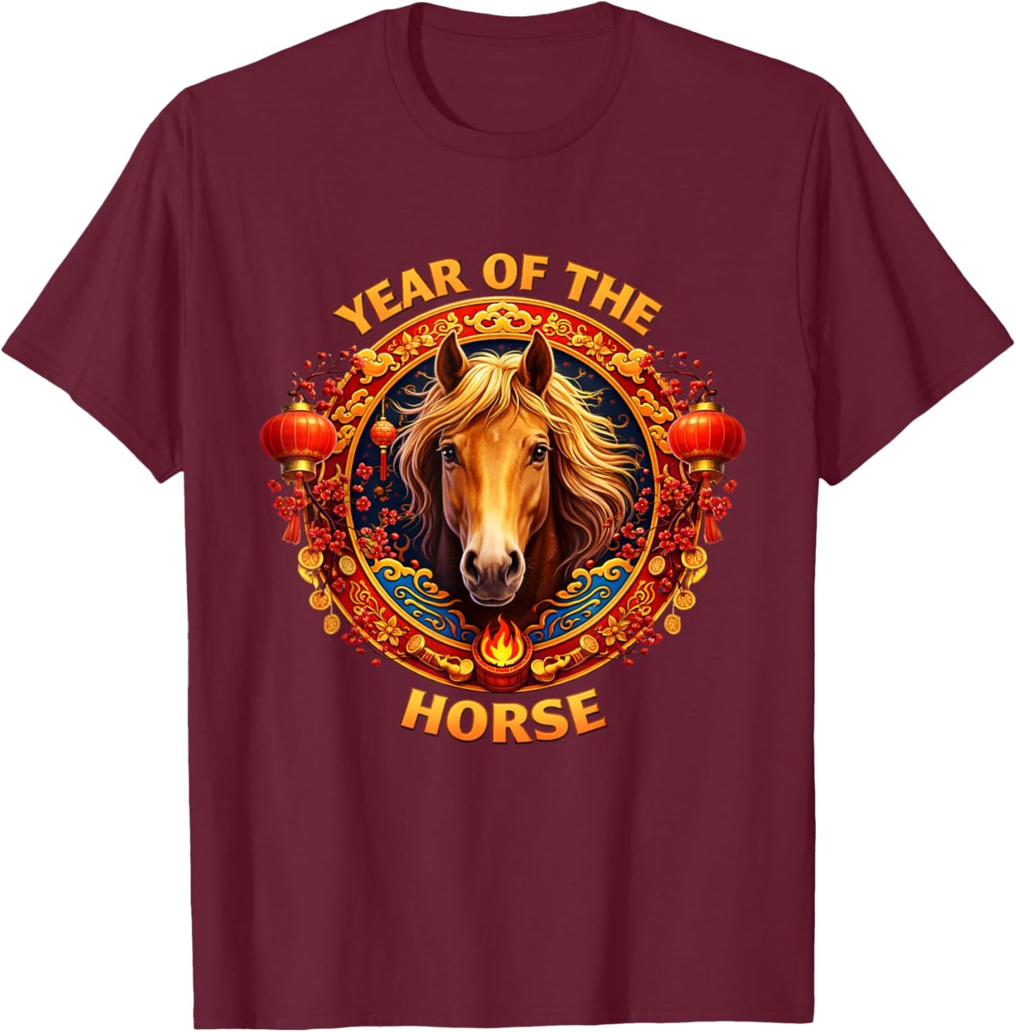 Year of The Horse 2026 Lunar New Year Chinese Men Women Kids T-Shirt - T-Shirt | Maroon