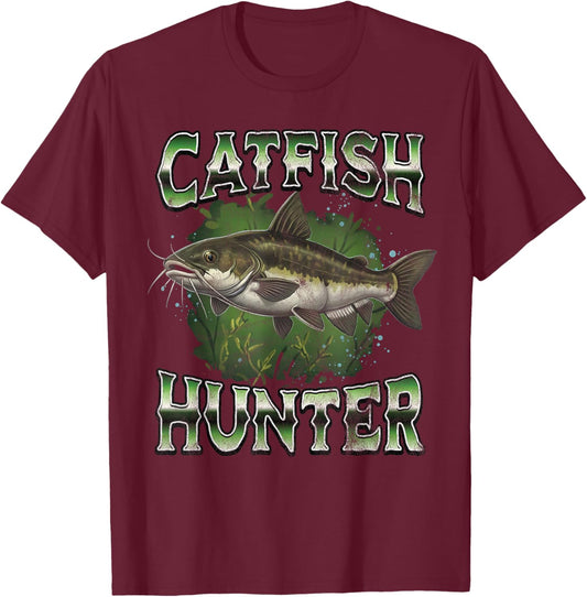 Catfish Hunter Fishing Retro Style Vintage Fisherman T-Shirt - T-Shirt | Maroon