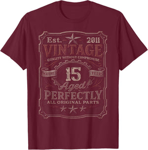 Vintage 2011 Limited Edition Shirt 15 Year Old 15th Birthday T-Shirt - T-Shirt | Maroon