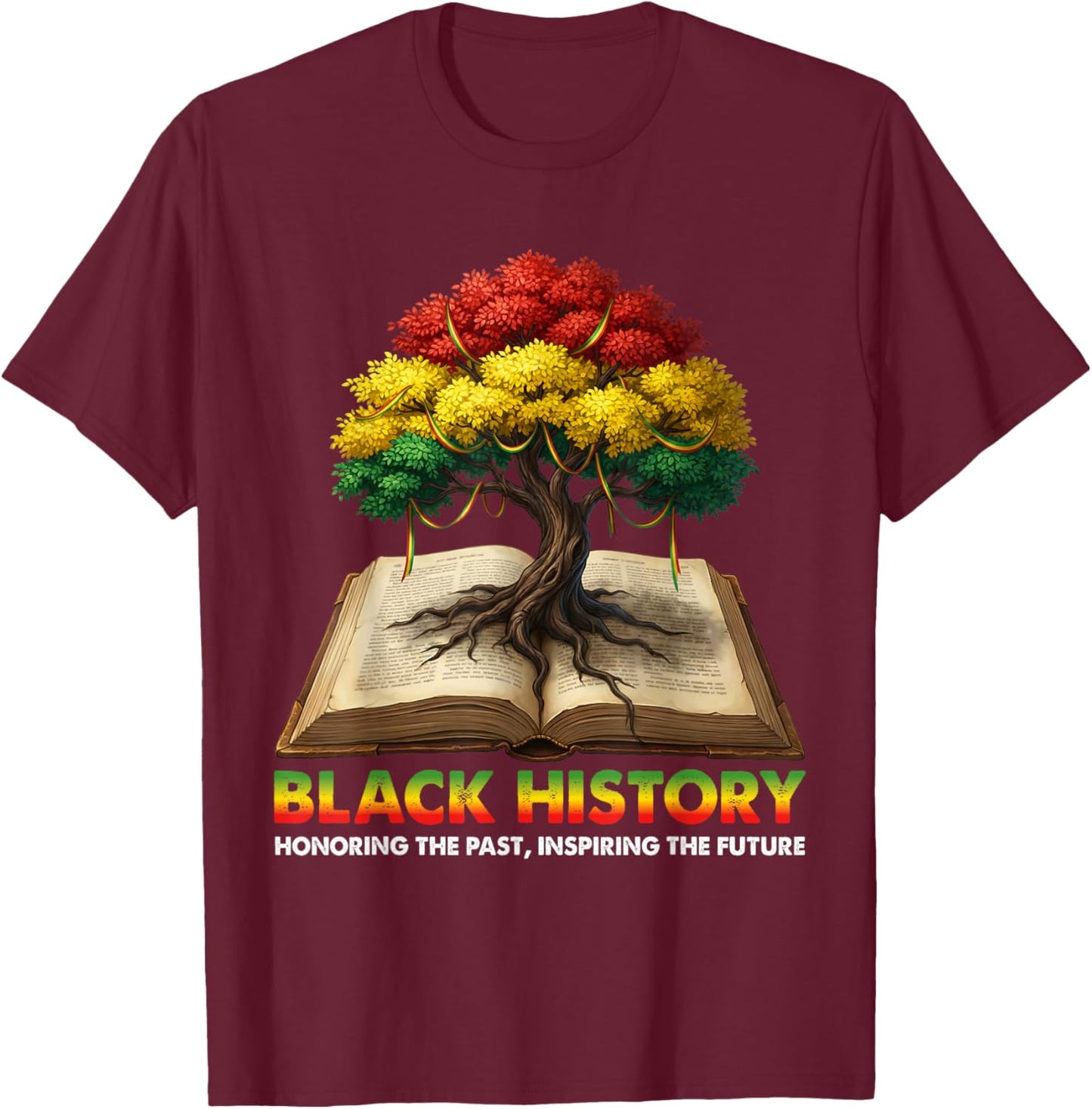 Honoring Past Inspiring Future Black History Education Teach T-Shirt - T-Shirt | Maroon