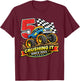 Birthday Monster Truck 5 Year Old Boys 5th Party Born 2021 T-Shirt - T-Shirt | Maroon