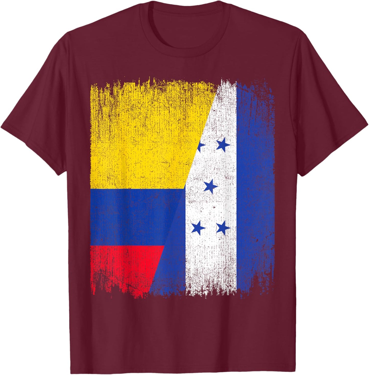 Half Colombia Honduras Flag Colombian Honduran Pride Roots T-Shirt - T-Shirt | Maroon