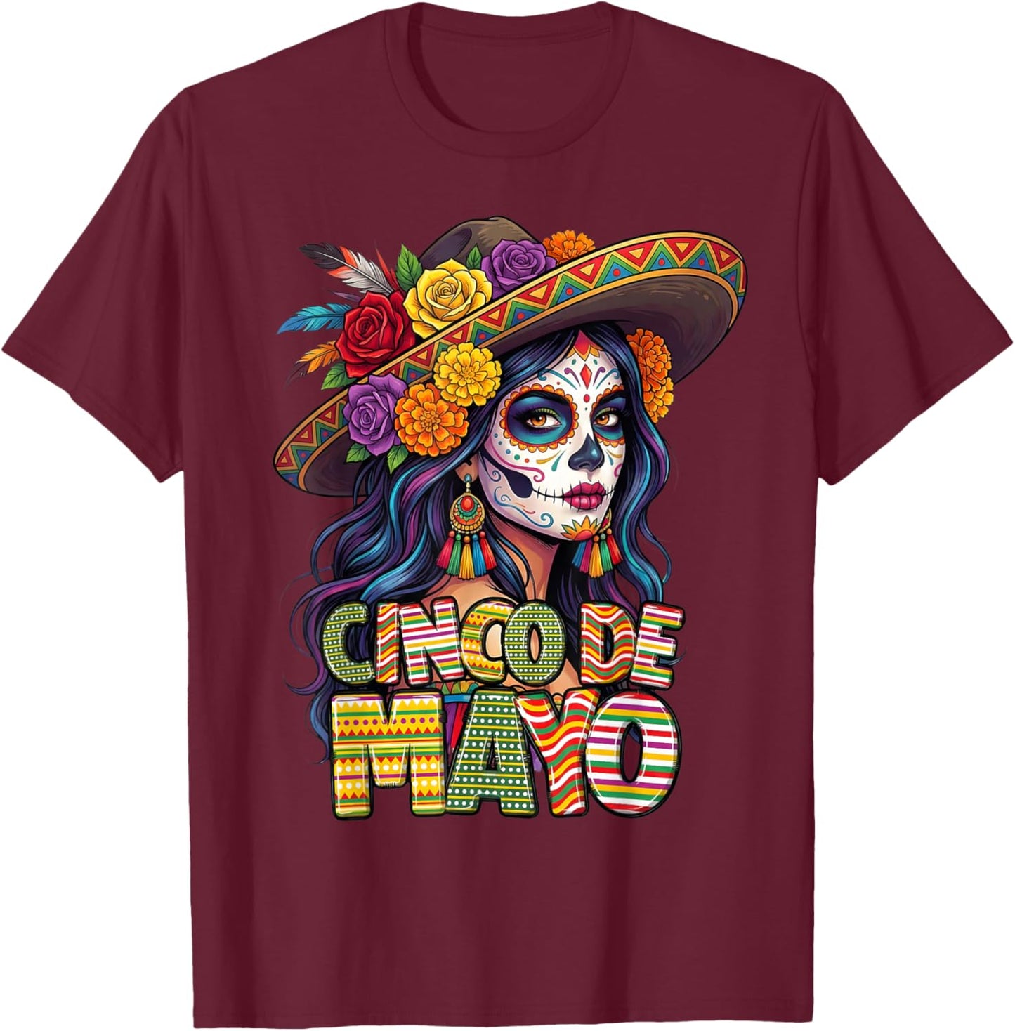 Cinco De Mayo 2026 Mexican Fiesta 5 De Mayo Girls Women T-Shirt - T-Shirt | Maroon