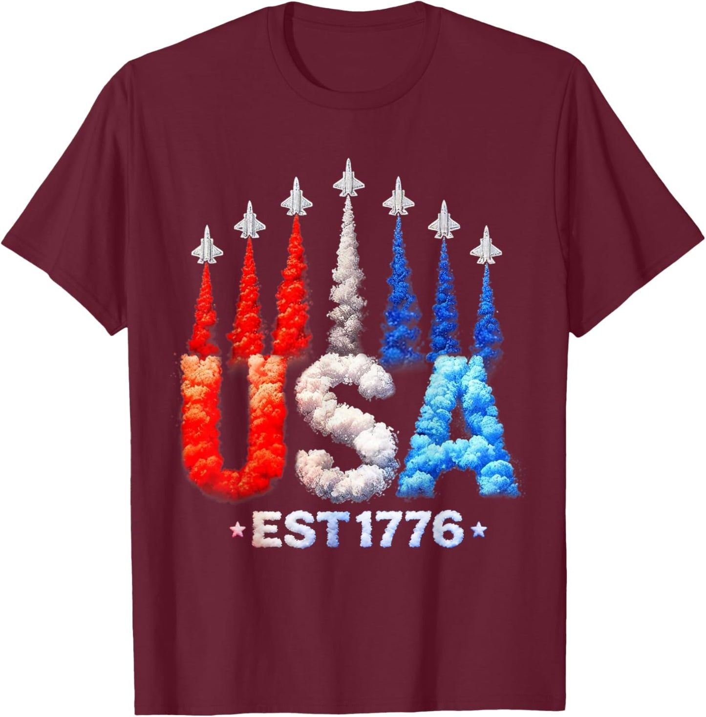 4th of July Fighter Jets USA Patriotic Shirts Women T-Shirt - T-Shirt | Maroon