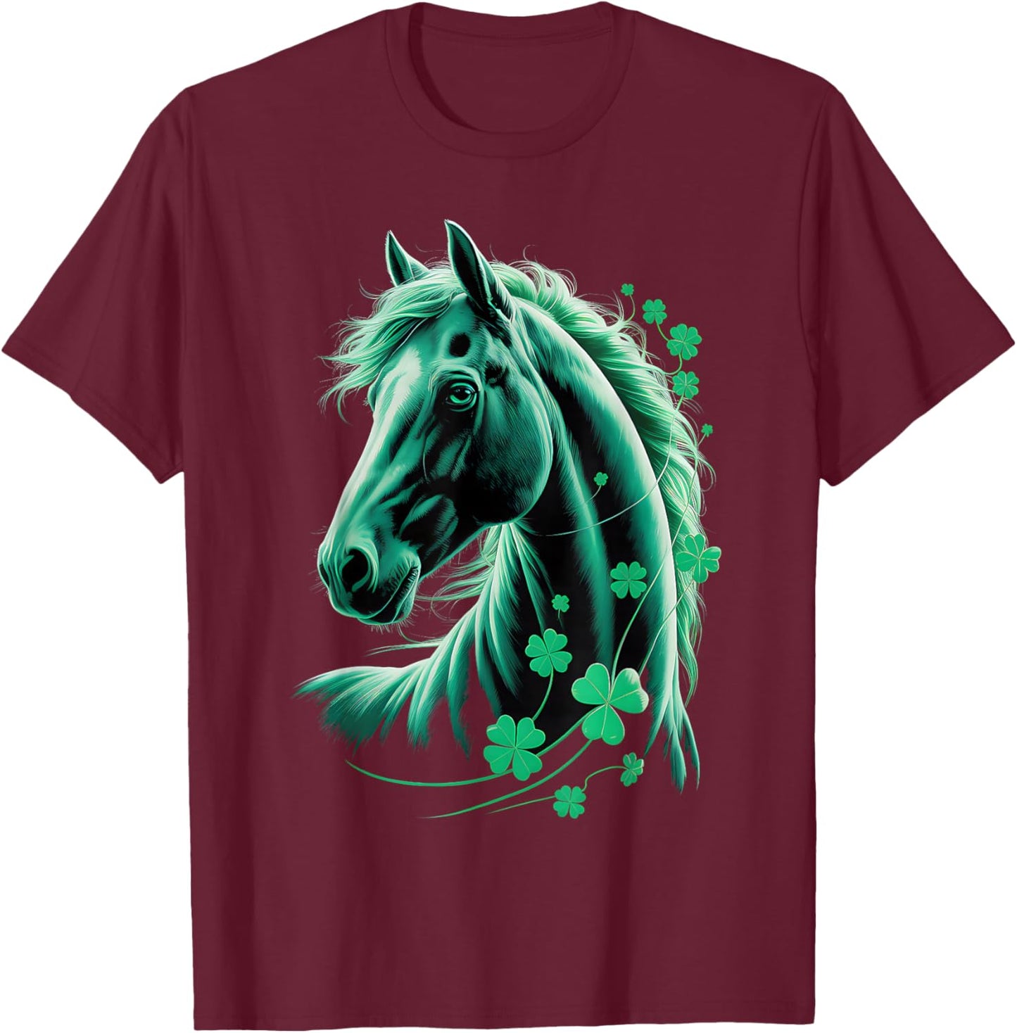 St Patricks Day Irish Horse Lovers Shamrocks St Paddy's Day T-Shirt - T-Shirt | Maroon
