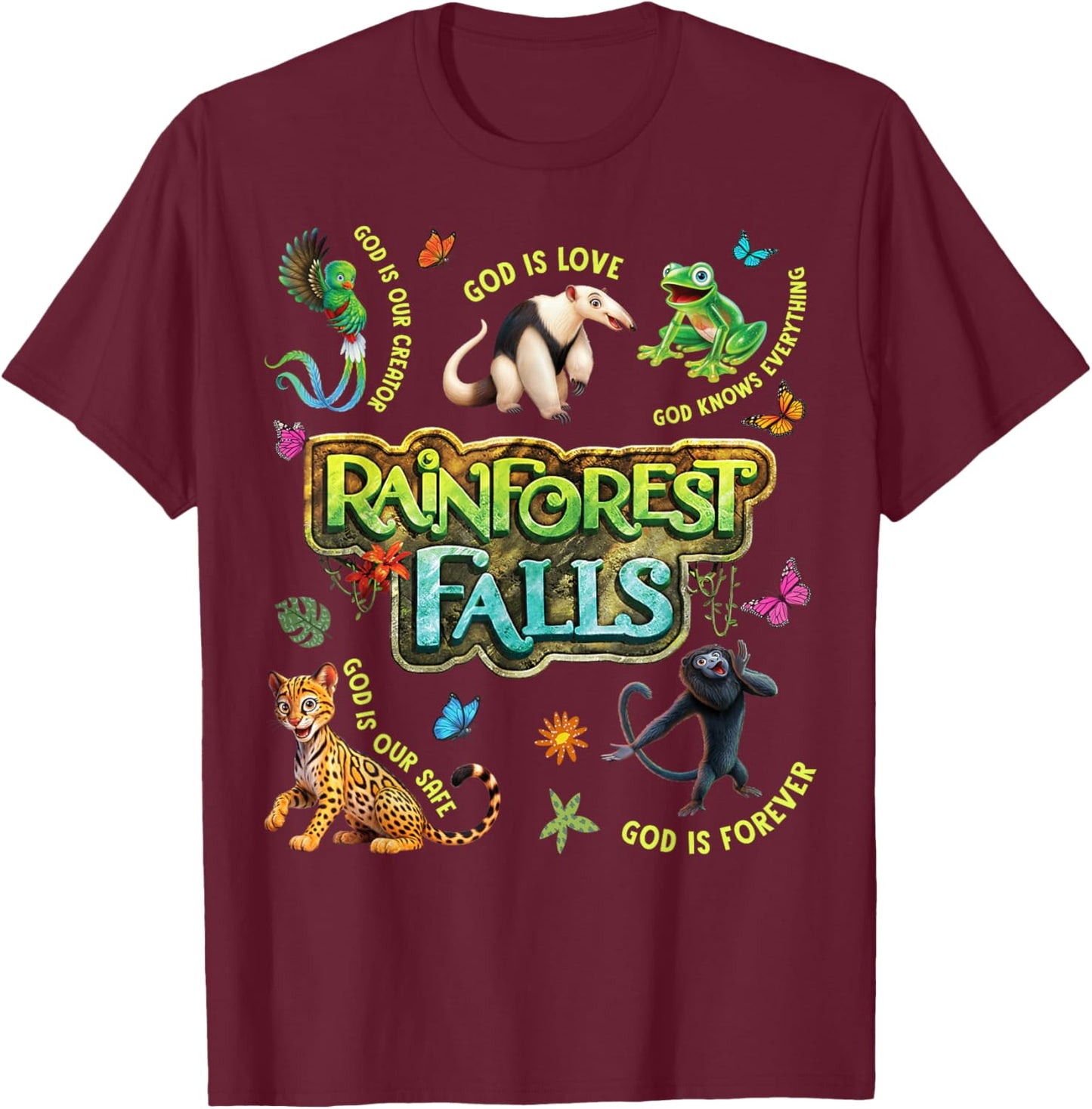 Rainforest Falls Exploring The Nature of God VBS 2026 T-Shirt - T-Shirt | Maroon