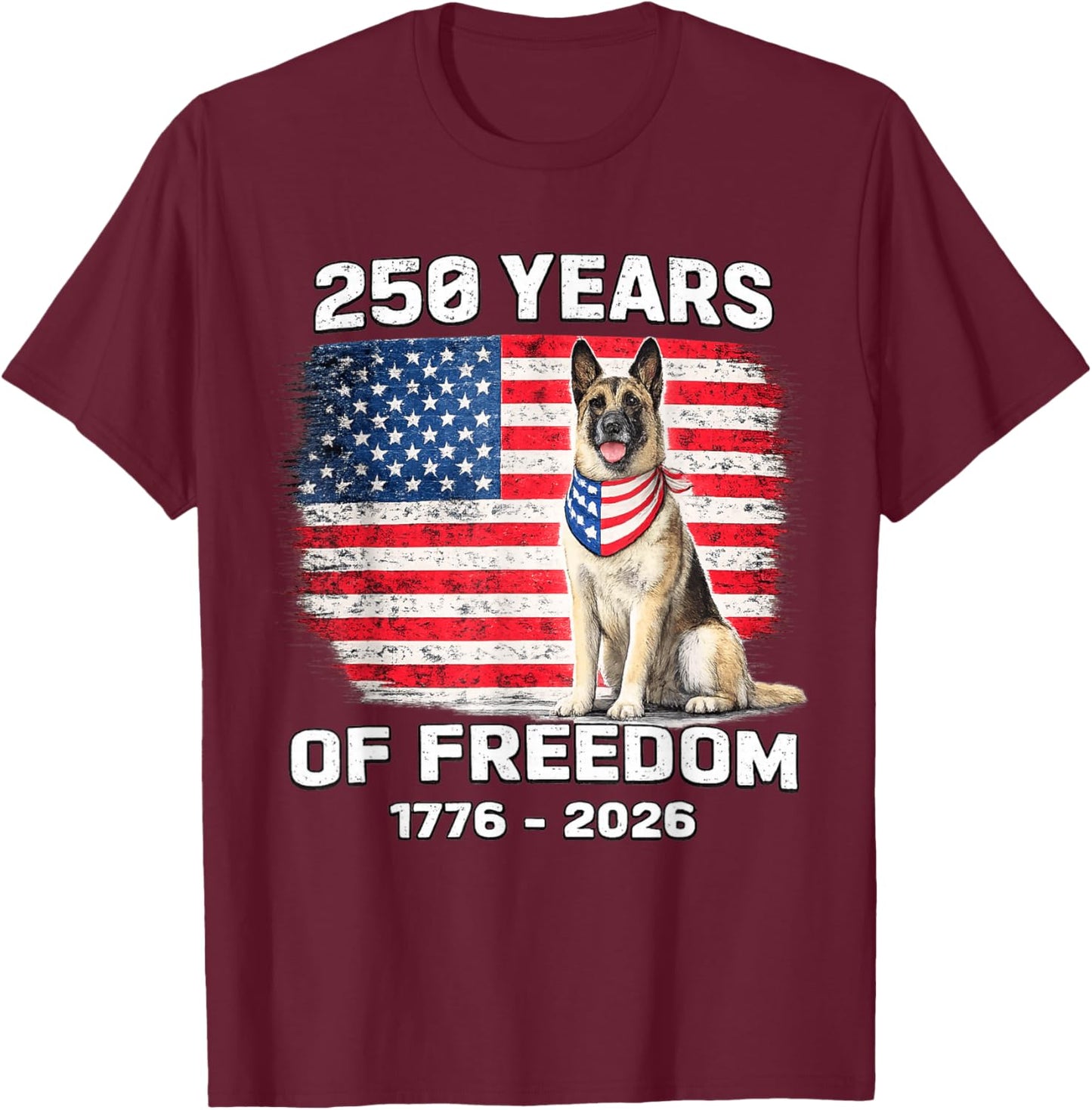 250 Years America Anniversary Belgian Malinois Dog T-Shirt - T-Shirt | Maroon