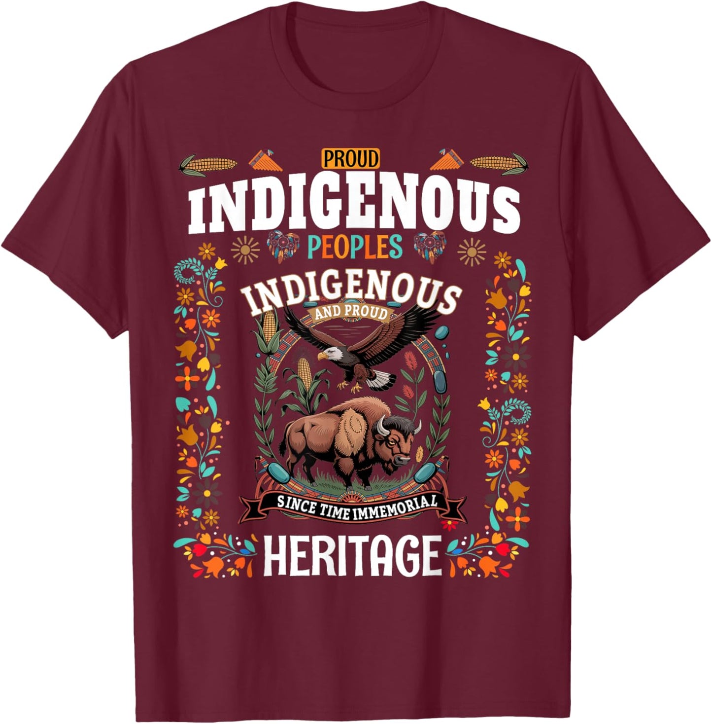 Native American Costume Idea for Kids Indigenous Peoples T-Shirt - T-Shirt | Maroon