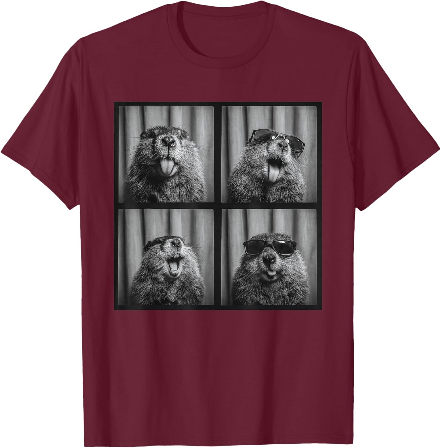Funny Beaver Sunglasses T-Shirt - T-Shirt | Maroon