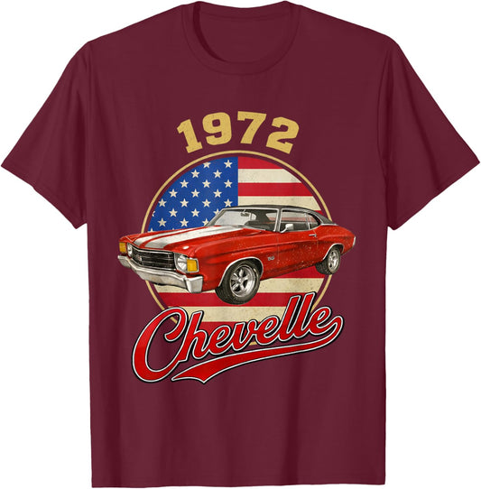 Vintage 1972 Chevelle 72 Classic American Muscle Car Lover T-Shirt - T-Shirt | Maroon