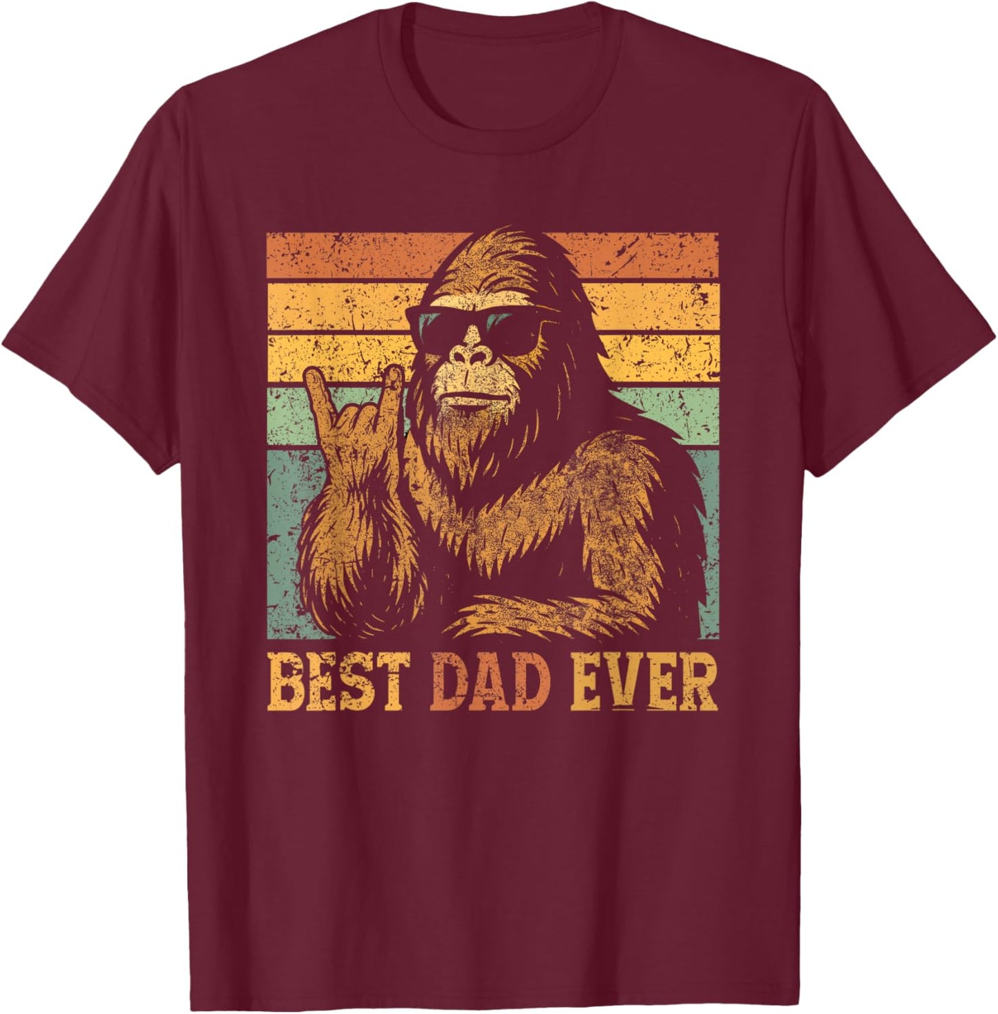 Best Dad Ever Bigfoot Dad Sasquatch Dad Funny Fathers Day T-Shirt - T-Shirt | Maroon