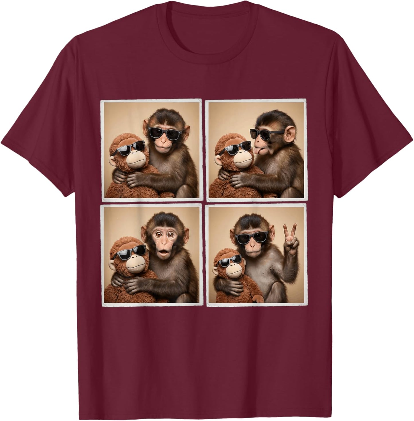 Panchi Kun Viral Video Meme Baby Monkey Punch Photobooth T-Shirt - T-Shirt | Maroon