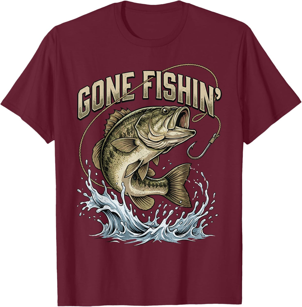 Gone Fishing Boys Kids Toddler Funny Men Outdoors Adventure T-Shirt - T-Shirt | Maroon