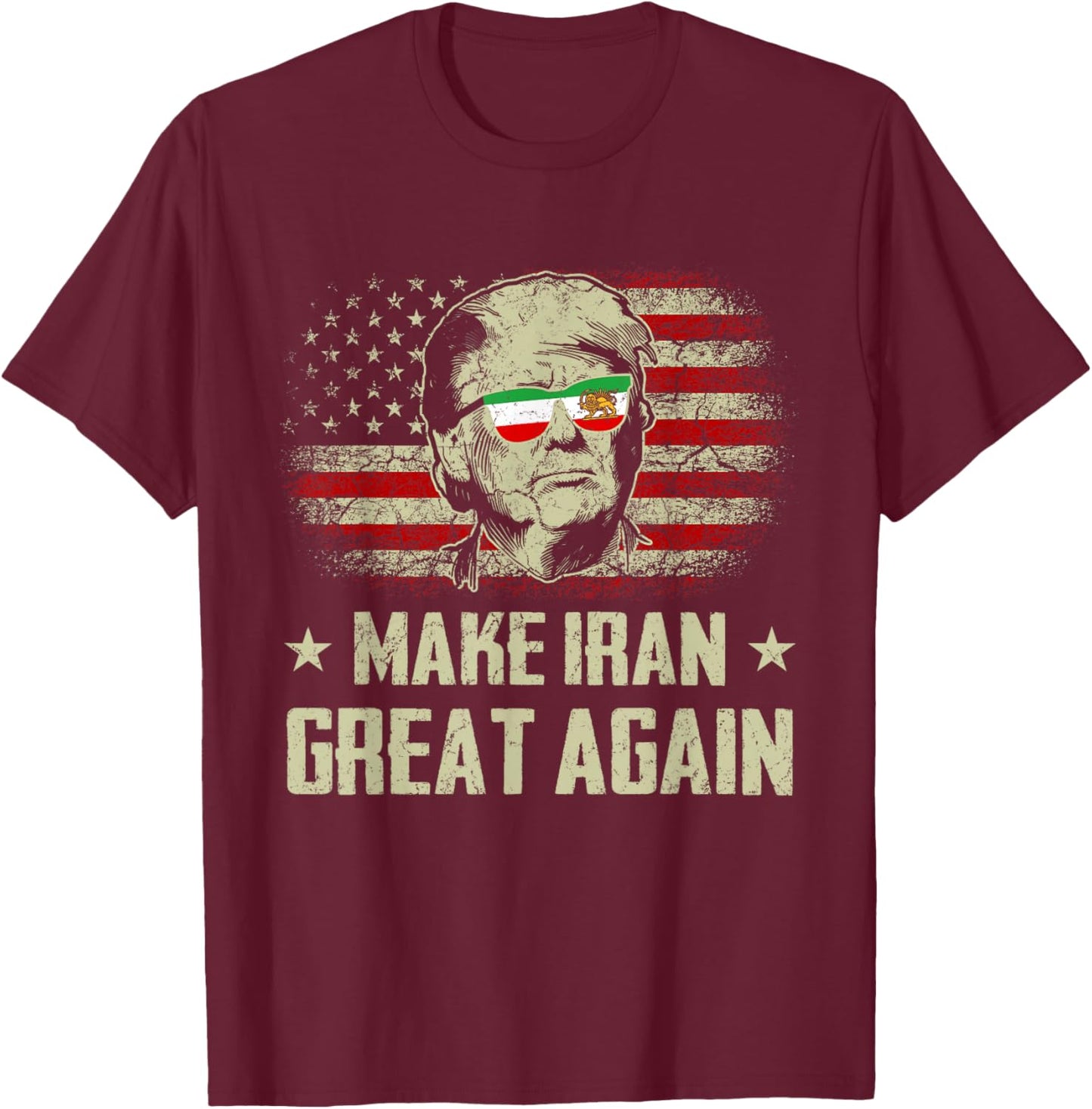 Iranian Flag Make Iran Great Again Lion and Sun Flag MIGA T-Shirt - T-Shirt | Maroon